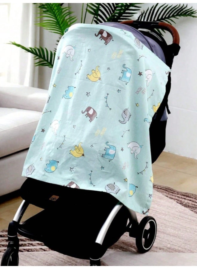 Breastfeeding Nursing Cover Blue  – Lightweight & Breathable Baby Feeding Cover with Adjustable Strap, Full Privacy Nursing Apron, Soft Cotton Cover for Breastfeeding Moms 70 x 98 - Image 2
