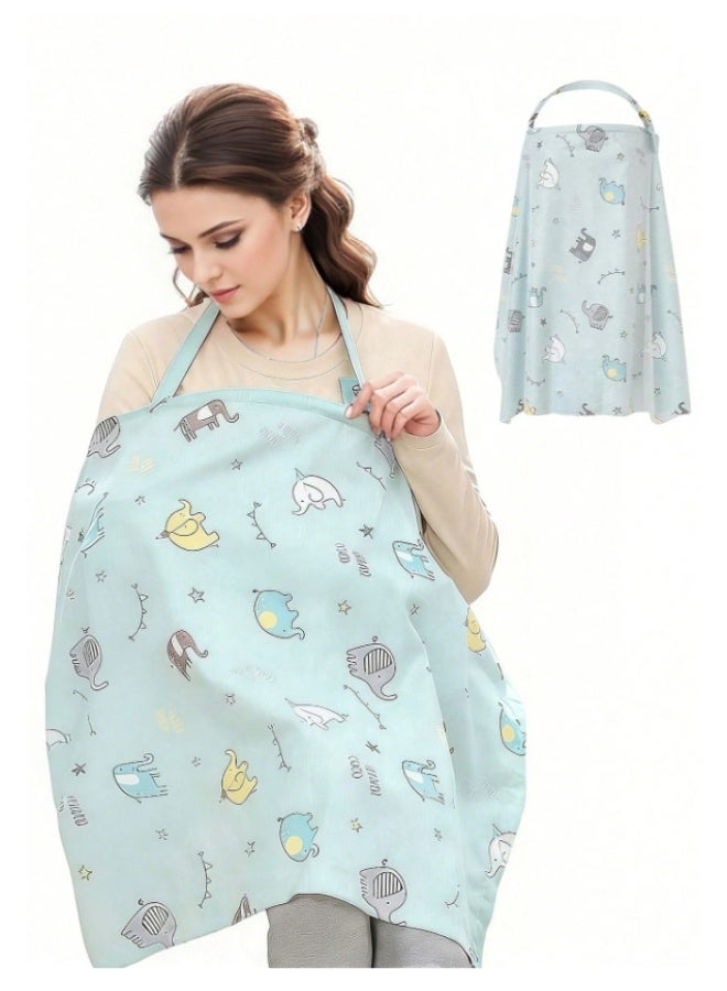 Breastfeeding Nursing Cover Blue  – Lightweight & Breathable Baby Feeding Cover with Adjustable Strap, Full Privacy Nursing Apron, Soft Cotton Cover for Breastfeeding Moms 70 x 98 - Image 3
