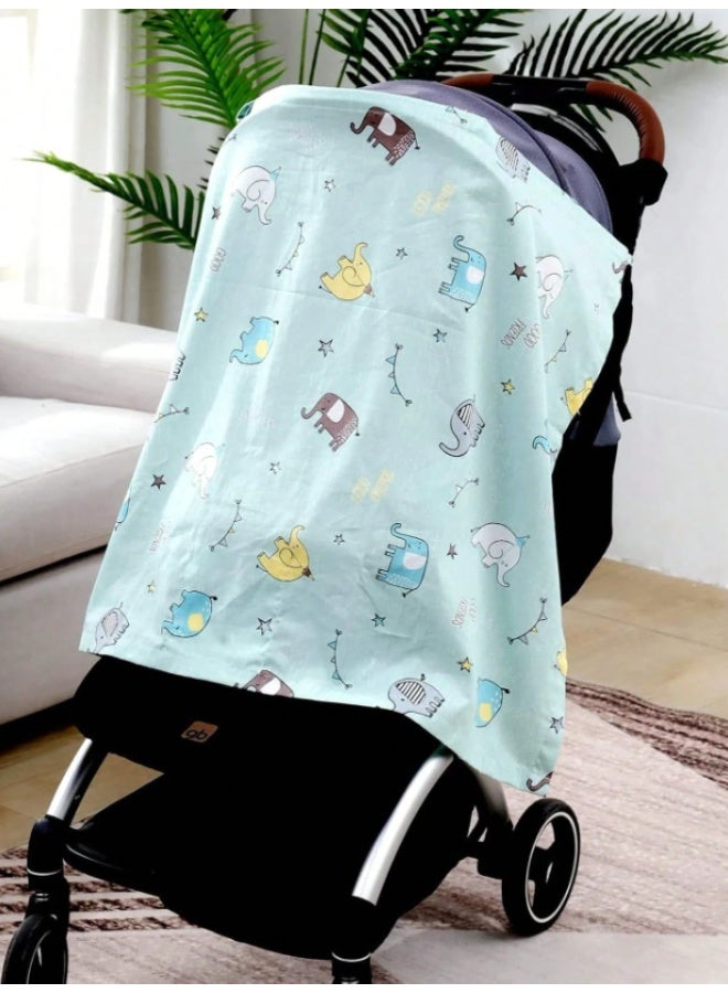 Breastfeeding Nursing Cover Blue  – Lightweight & Breathable Baby Feeding Cover with Adjustable Strap, Full Privacy Nursing Apron, Soft Cotton Cover for Breastfeeding Moms 70 x 98 - Image 4