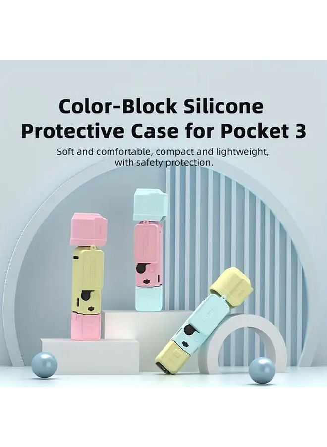 Macaron Color Protective Case For DJI Osmo Pocket 3 Yellow And Blue Compact Lightweight - Image 2