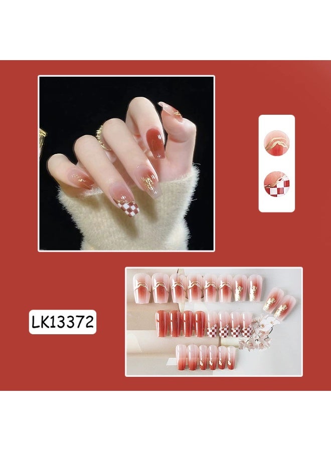 Goolsky Brown Sugar Roasted Tea Checkerboard Press - on Nails for Warm Retro - Image 4