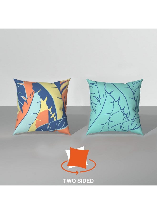 Sleepyhead Sleepyhead Spring - Digital Printed Dual Sided Floral Cushion Covers/Throw Pillow (16X16, Set Of 5, Blue & Orange)(Canvas), 180 TC, 40.64 cm - Image 5