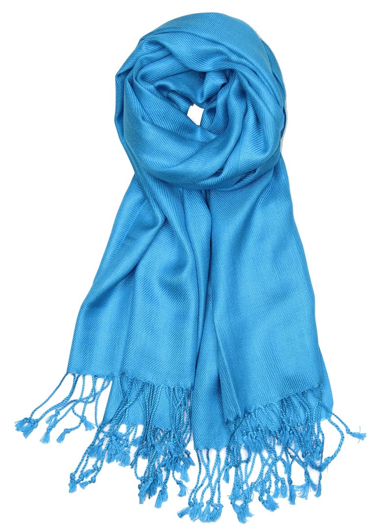 Achillea Soft Silky Pashmina Scarf for Women - Shawl Wrap for Evening Dresses, Bridesmaids, Weddings & Everyday Wear (Turquoise) - Image 1