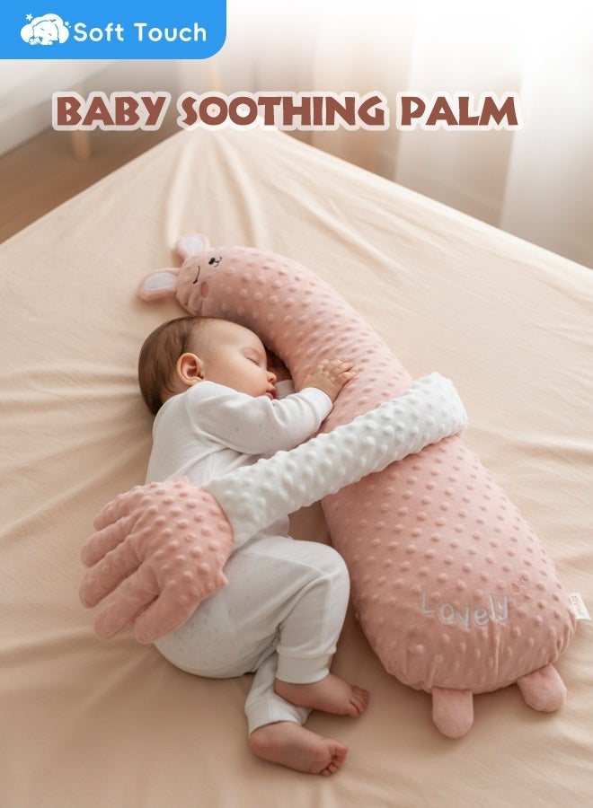 سوفت تاتش وسادة تهدئة الطفل على شكل كف، طرطقة نوم للأطفال الصغار، طرطقة نوم على شكل أرنب، وسادة تربيت للأطفال، تعديل بثلاث سرعات، جهاز تحكم عن بعد، استخدام حر (وردي) - Image 2