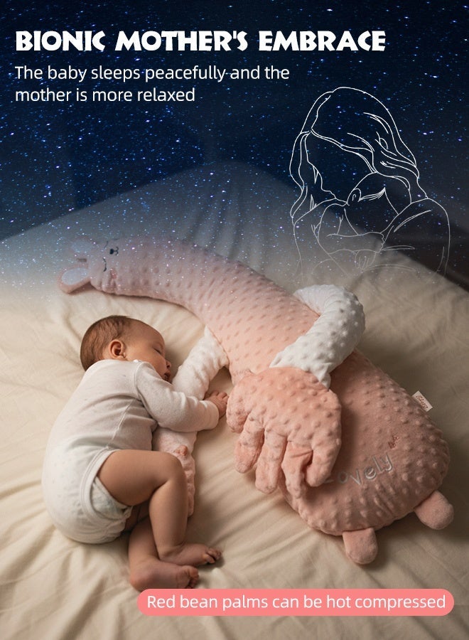 سوفت تاتش وسادة تهدئة الطفل على شكل كف، طرطقة نوم للأطفال الصغار، طرطقة نوم على شكل أرنب، وسادة تربيت للأطفال، تعديل بثلاث سرعات، جهاز تحكم عن بعد، استخدام حر (وردي) - Image 4