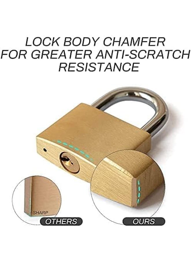 قفل ومفتاح من النحاس الصلب، قفل بغطاء بعرض 1-9/16 بوصة (40 مم)، وقفل بوابة بقفل طويل 2-1/2 بوصة للاستخدام الخارجي مثل السياج، الأكشاك، وحدات التخزين، البوابة، صندوق الأدوات، المقطورة، الجراجات، عبوة واحدة - Image 5