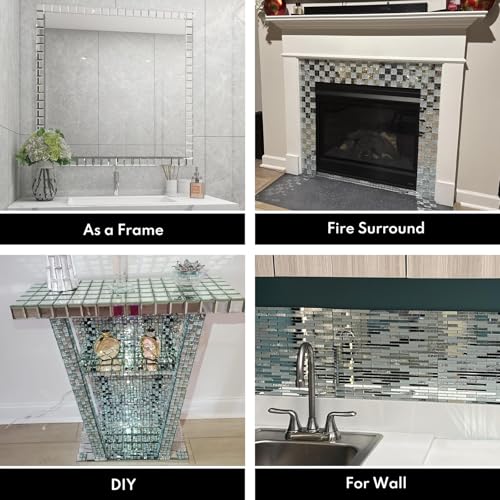 Lovdeco Peel and Stick 2" Mirror Glass Mosaic Tile 9 Faces Beveled Silver Crystal Mosaic Tile for Kitchen Backsplash, 12x10 Inch, 5 Sheets - Image 4
