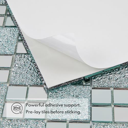 Lovdeco Peel and Stick 2" Mirror Glass Mosaic Tile 9 Faces Beveled Silver Crystal Mosaic Tile for Kitchen Backsplash, 12x10 Inch, 5 Sheets - Image 3