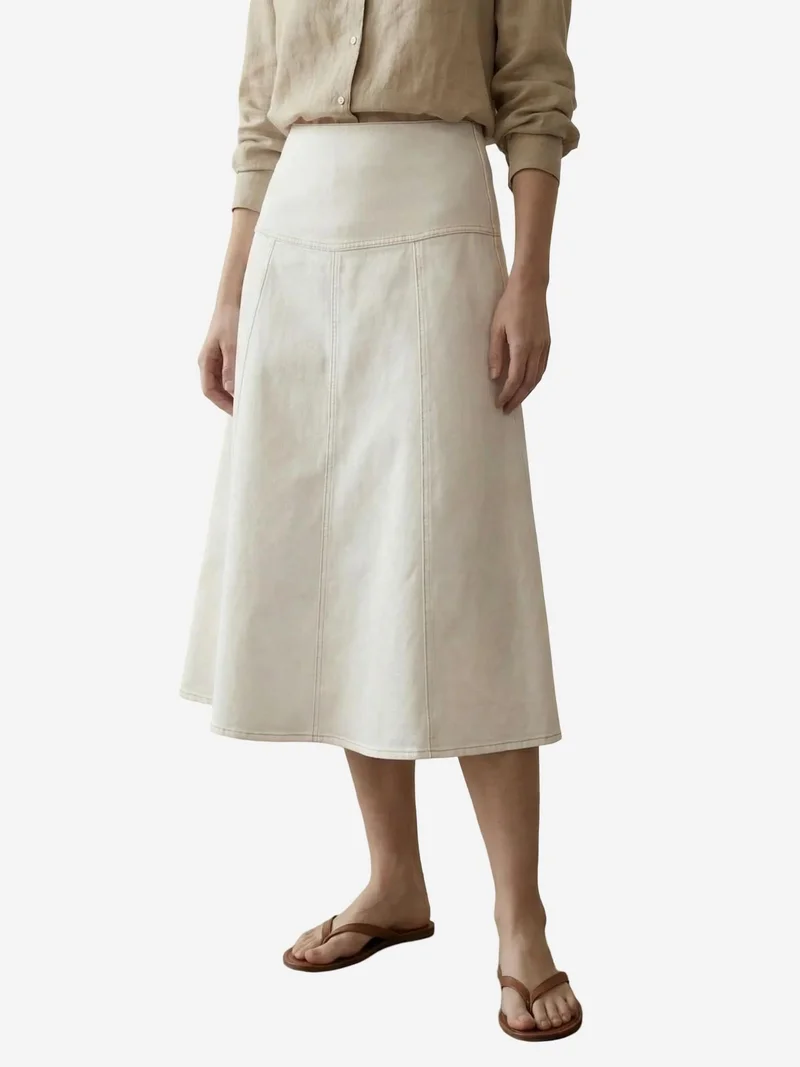MY FASHION MY FASHION High Waist A-Line Midi Skirt with Pockets