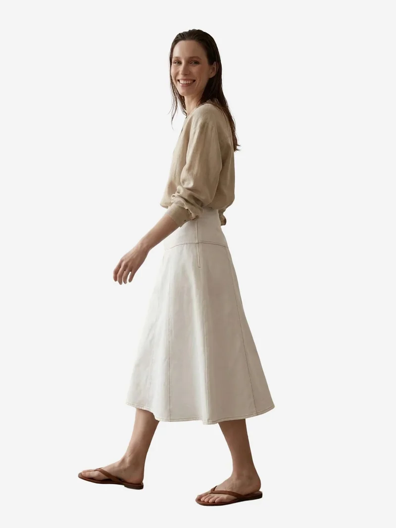 MY FASHION MY FASHION High Waist A-Line Midi Skirt with Pockets