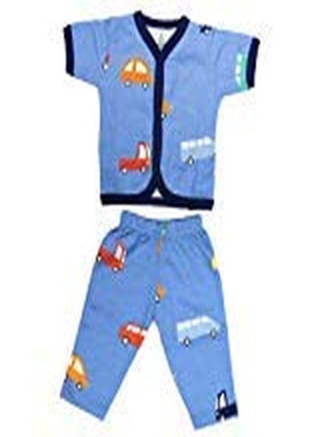 Kaboos Blue Nightsuit for Baby boy (0-3 M) (0-3 Months)