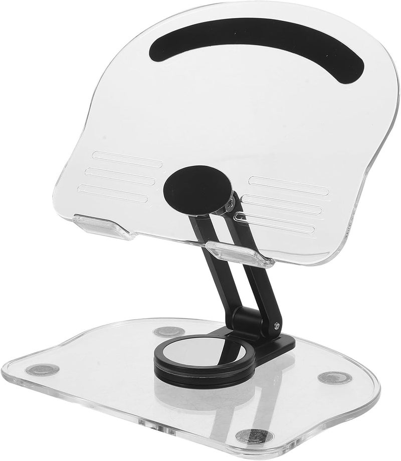 Foldable Universal Tablet and Phone Stand for Desk, Adjustable Black Desktop Holder for Live Streaming and Online Classes - Image 1