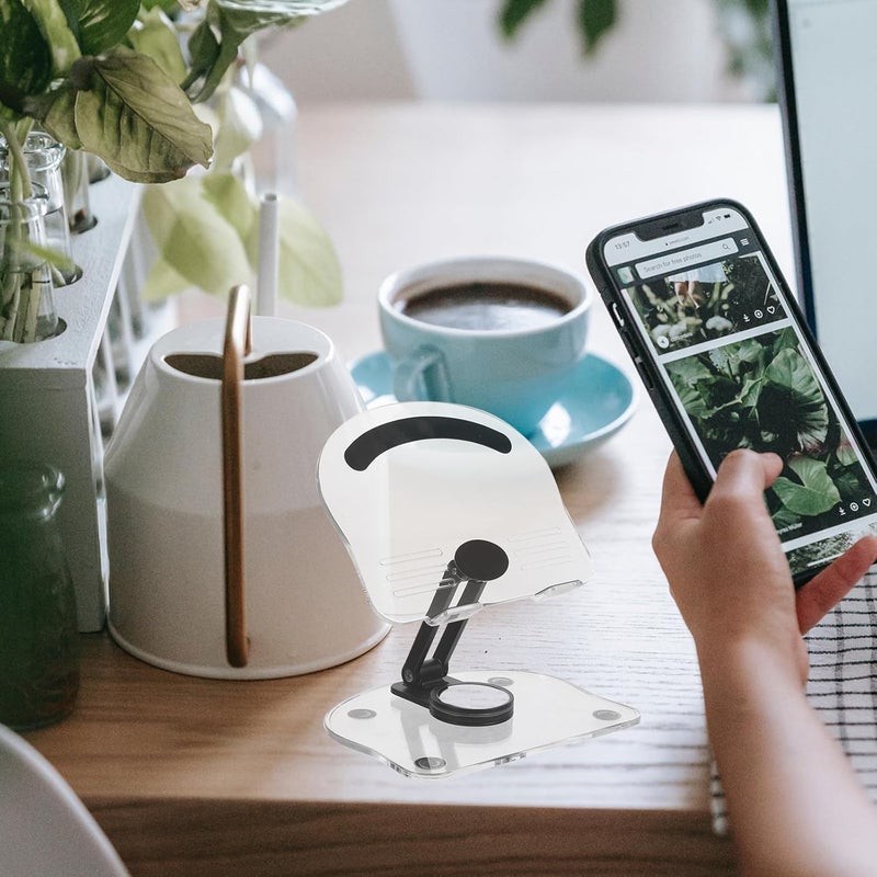 Foldable Universal Tablet and Phone Stand for Desk, Adjustable Black Desktop Holder for Live Streaming and Online Classes - Image 4