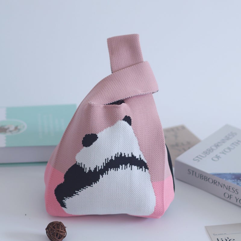 Knitted Bag Handbag Vacation Bag Knitted Bag Casual Knitted Hand Bag Bag Bag South Korea Light Luxury Style Clutch Bag Kitty Beige - Image 4