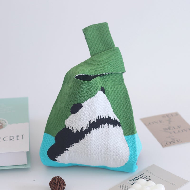 Knitted Bag Handbag Vacation Bag Knitted Bag Casual Knitted Hand Bag Bag Bag South Korea Light Luxury Style Clutch Bag Kitty Beige - Image 3