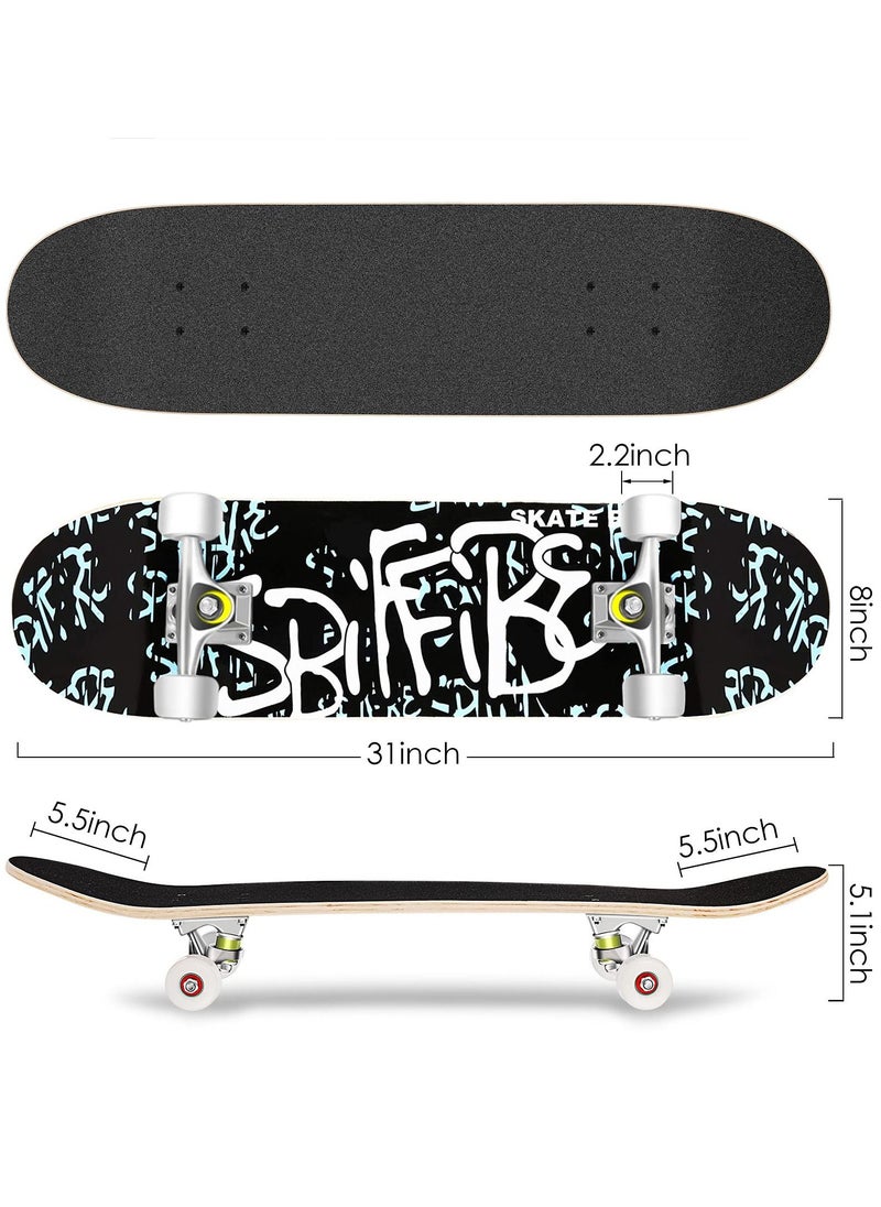 Mimelon - Skateboards for Beginners 31 Inch Complete Skateboard for Kids Teens Adults Ages 5-16, Complete Cruiser Skateboard for Youth - Image 1