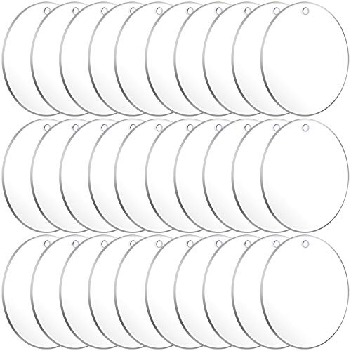 Audab Acrylic Keychain Blanks, Audab 30PCS Bulk Acrylic Circles Clear Disc Ornaments Blanks with Hole for Vinyl, DIY Keychain and Craft Project (3 Inch, 30 Pcs) - Image 1