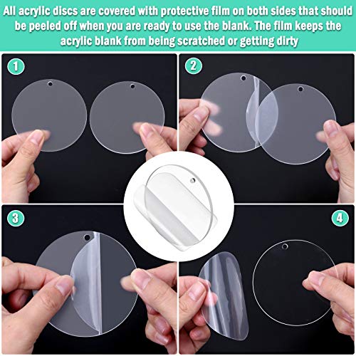 Audab Acrylic Keychain Blanks, Audab 30PCS Bulk Acrylic Circles Clear Disc Ornaments Blanks with Hole for Vinyl, DIY Keychain and Craft Project (3 Inch, 30 Pcs) - Image 4