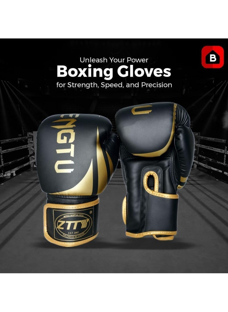 Boxing Gloves For Men & Women | 12Oz Pro Training & Sparring Gloves For Boxing, Muay Thai, Kickboxing & Martial Arts | Durable Pu Leather With Ventilated Palm (Gold, Xl) - Image 2