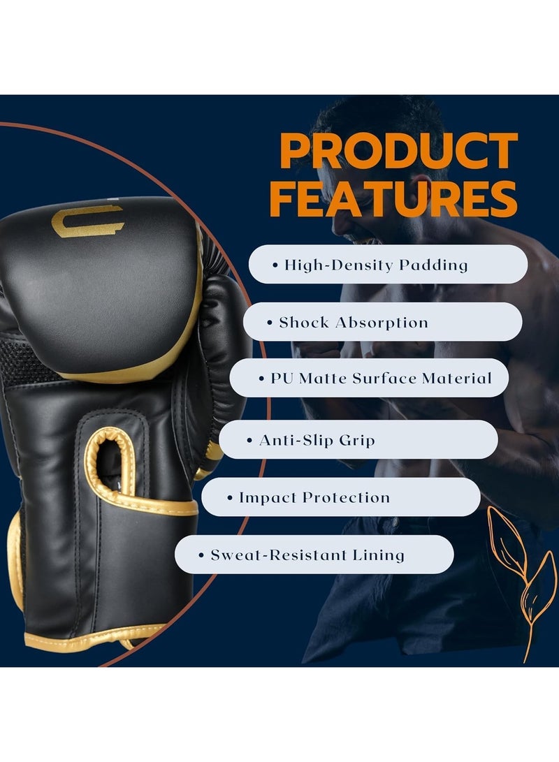 Boxing Gloves For Men & Women | 12Oz Pro Training & Sparring Gloves For Boxing, Muay Thai, Kickboxing & Martial Arts | Durable Pu Leather With Ventilated Palm (Gold, Xl) - Image 4