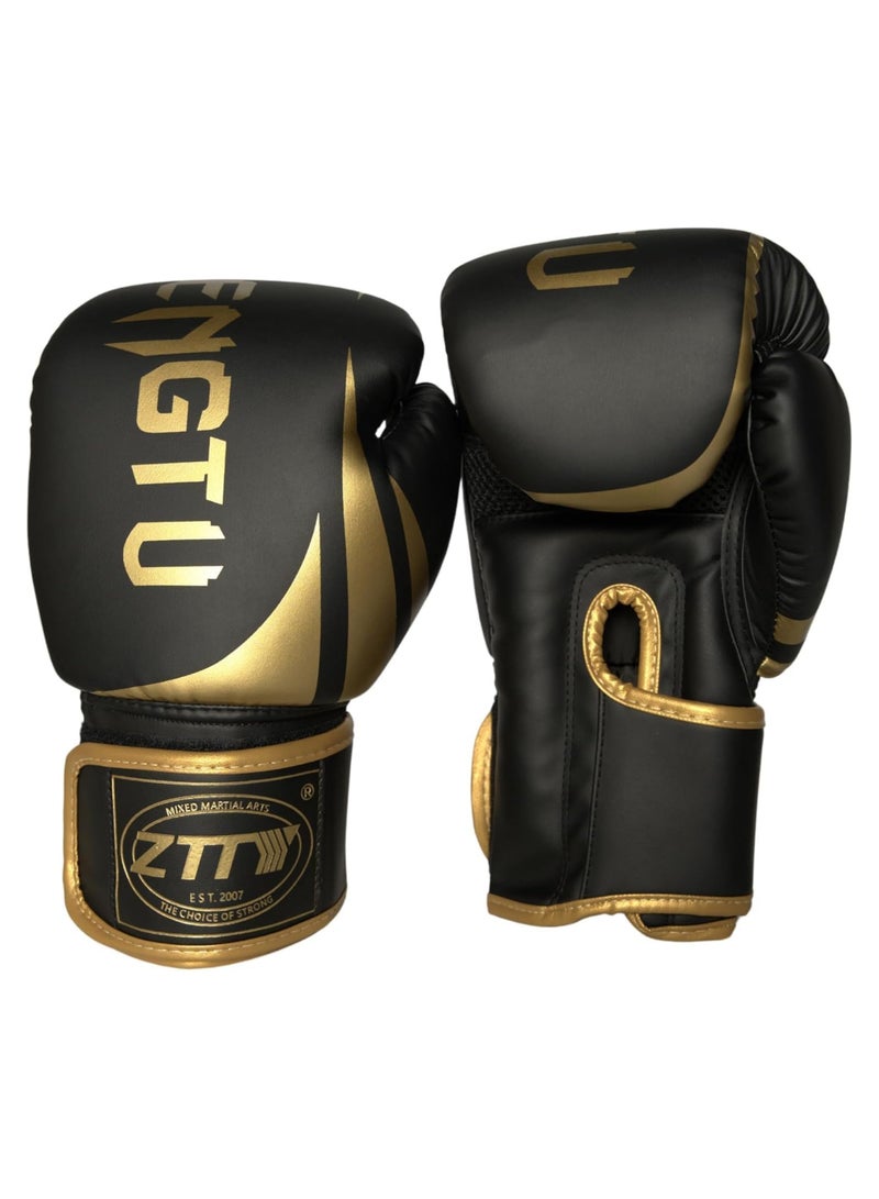 Boxing Gloves For Men & Women | 12Oz Pro Training & Sparring Gloves For Boxing, Muay Thai, Kickboxing & Martial Arts | Durable Pu Leather With Ventilated Palm (Gold, Xl) - Image 1