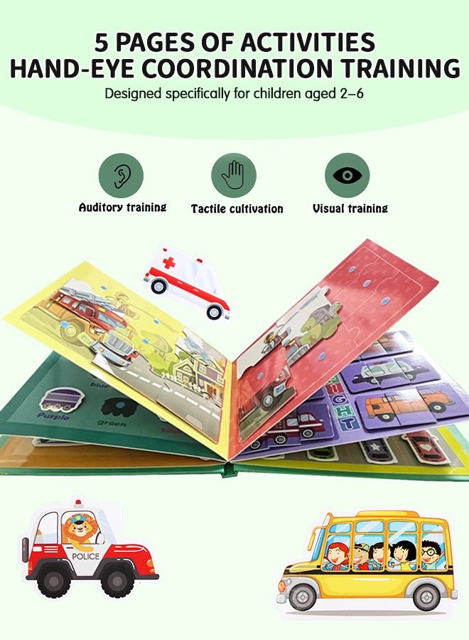 GROIC Quiet Book for Toddlers, 2023 New Montessori Interactive Felt Quiet Book for Toddlers, 10 Pages Educational Toy Travel Toy for Boys Girls, Preschool Learning, Vehicle Theme - Image 2