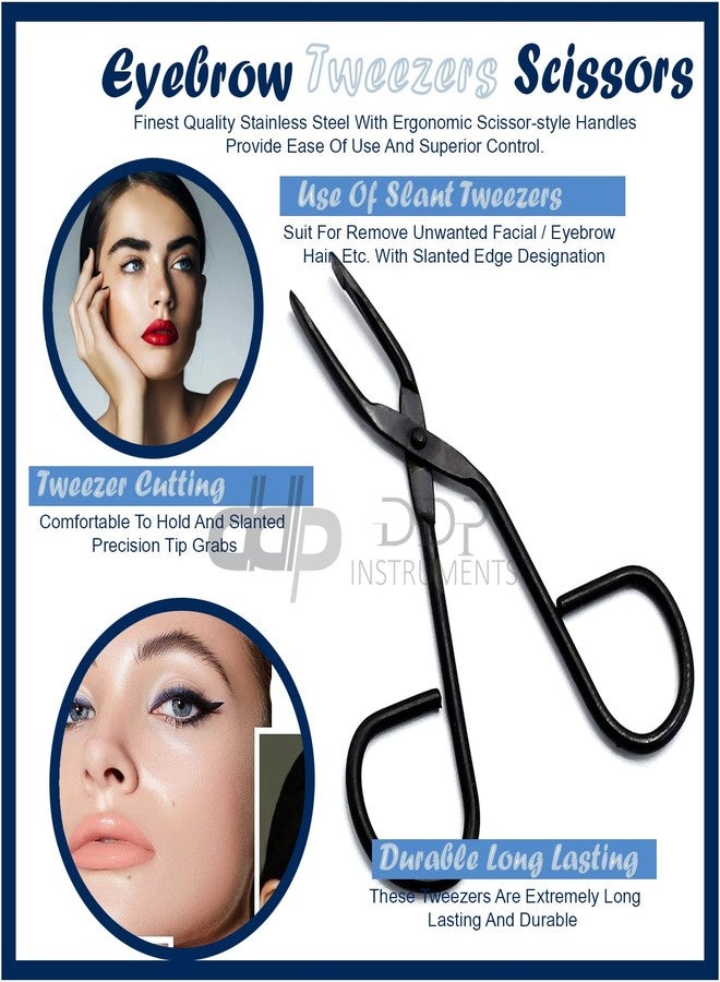 DDP Pro Scissor-like Tweezer Slant 'Eyebrow Black Color - Image 5