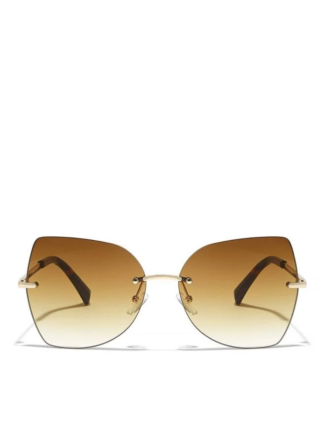 Blackout NAOMI Women Japanese Gold Sunglasses - Frame Material: Metal - Frame Color: Japanese Gold - Lens Color: Brown - Full Rim