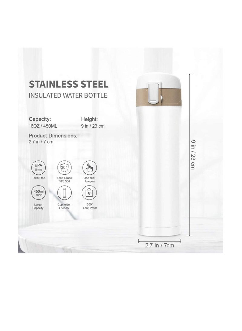 DELFINO Vacuum Drinking Flask Thermo Water Bottle 450ml Insulated Stainless Steel Leak-Proof, Double Wall Insulated Travel Coffee Mug Water Bottle Water Vacuum Bottle Double-walled Coffee - Image 5
