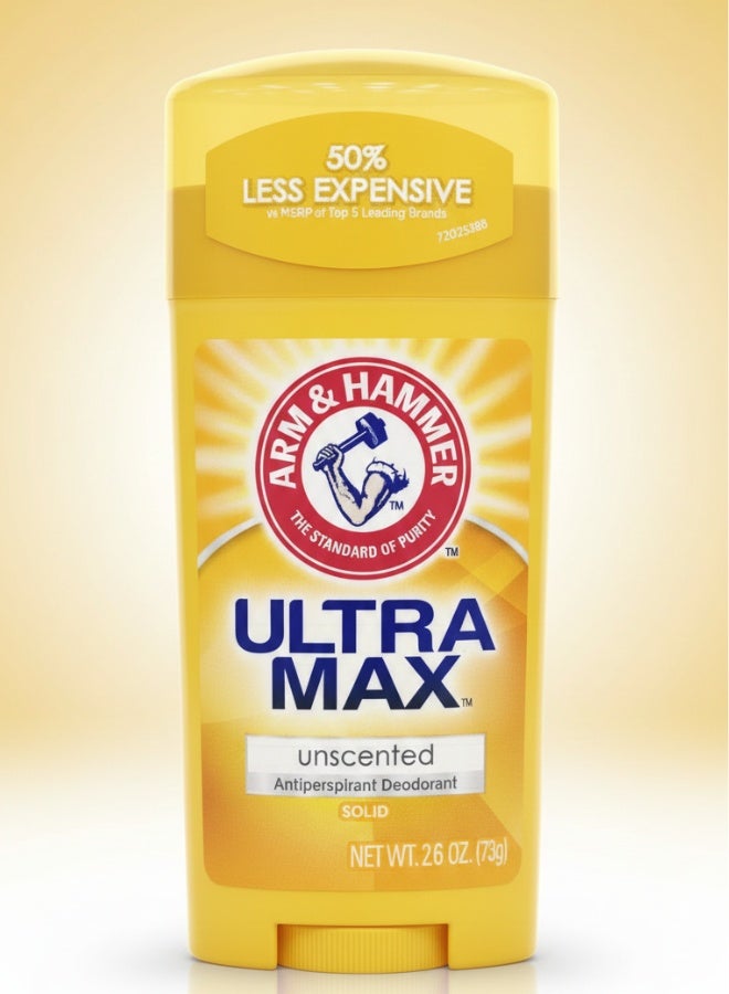 آرم آند هامر ارم اند هامر الترا ماكس مزيل عرق خال من العطر سائل صلب 73 جم حماية من التعرق ورائحة الجسم للبشرة الحساسة - Image 1