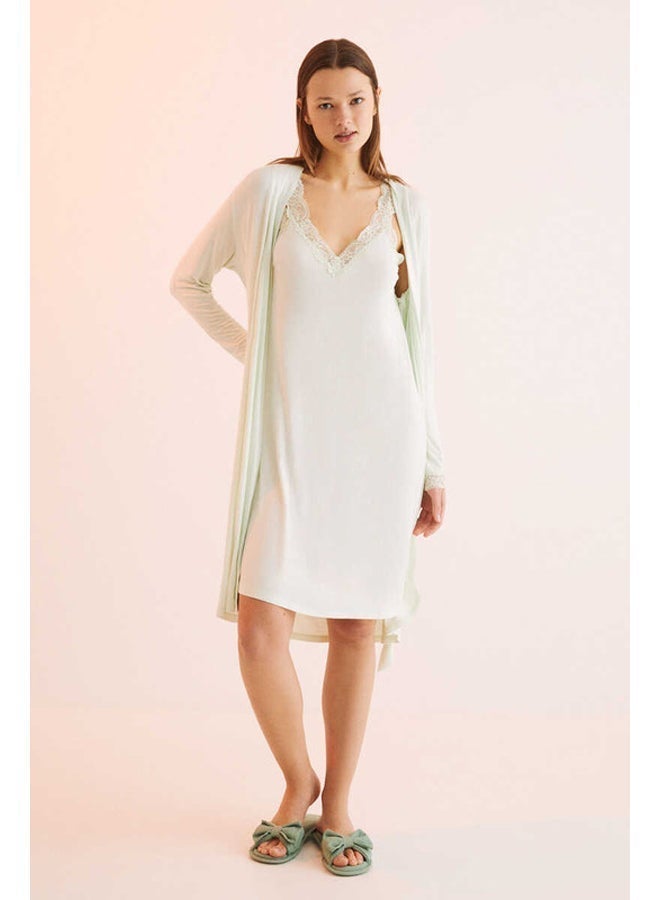 women'secret Women's Long Sleeve Wrap Robe with Self-Tie Belt - Image 2