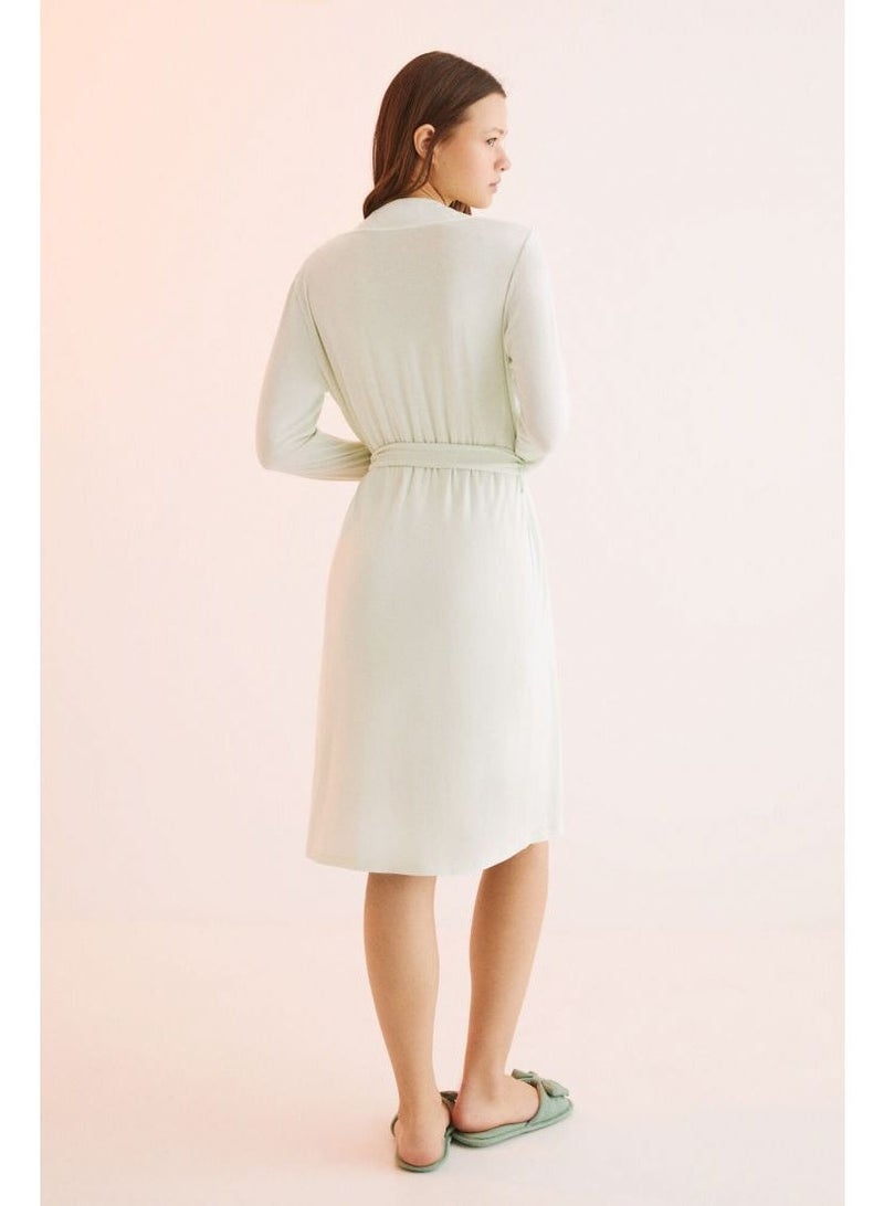 women'secret Women's Long Sleeve Wrap Robe with Self-Tie Belt - Image 4