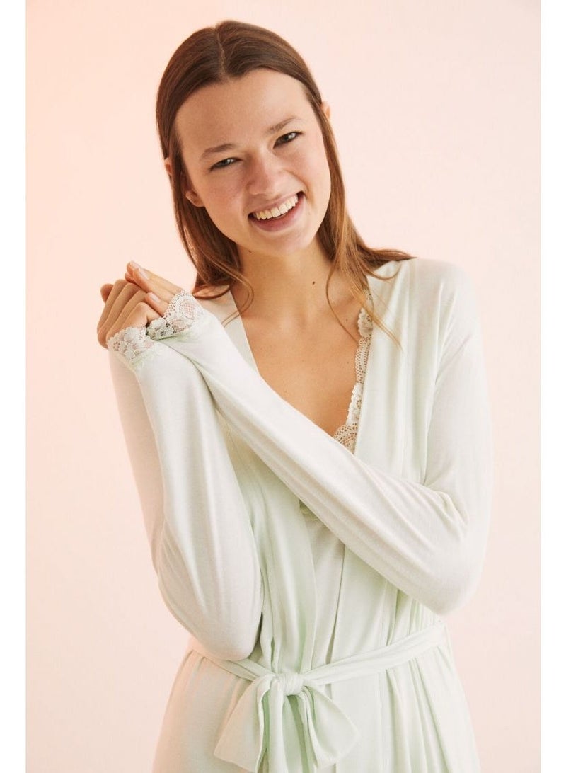 women'secret Women's Long Sleeve Wrap Robe with Self-Tie Belt - Image 5