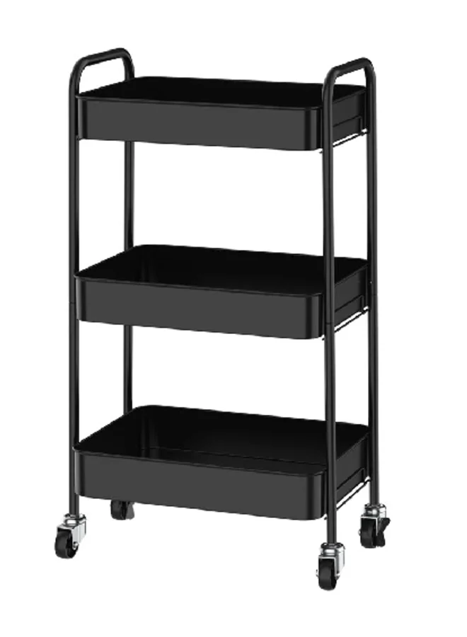بارفيت 3-Tier Multi-Use Rolling Wheels Kitchen Trolley Black 43 x 9 x 31.5 cm WK131218-2/B