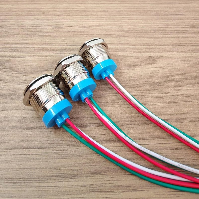 Gebildet Bi-Color (Green & Red) 16mm (0.63") Energy Saving Indicator Bulb, 16mm 2 Colors LED Bulb 12V/24V/20mA Panel Mounting Lamp for Car Truck Boat Auto Part (Pack of 3) Long use oriented quality - Image 3