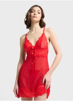 ELLA Sheer Lace Baby Doll Set With Brief  - Image 1