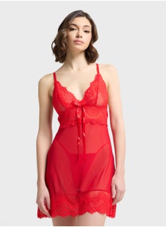 ELLA Sheer Lace Baby Doll Set With Brief  - Image 5