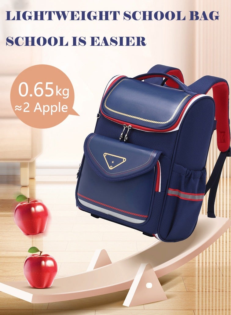 SKY VIEW Kids Backpack Boys And Girls Classic British Style Lightweight Schoolbag Large Capacity Laptop Bookbags For Teens Students With Ergonomic Cushioning(Blue Small) - Image 4