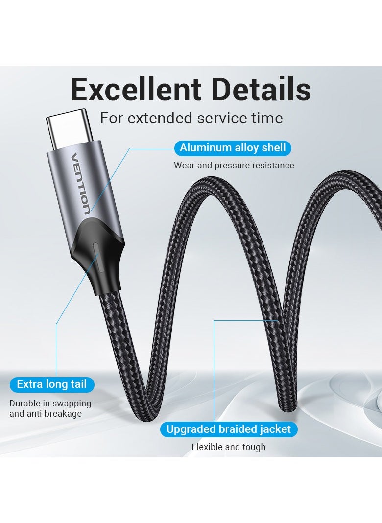 VENTION - Vention USB-C Male to 3.5MM Earphone Jack With DAC Adapter 1M Gray Aluminum Alloy Type - Image 1