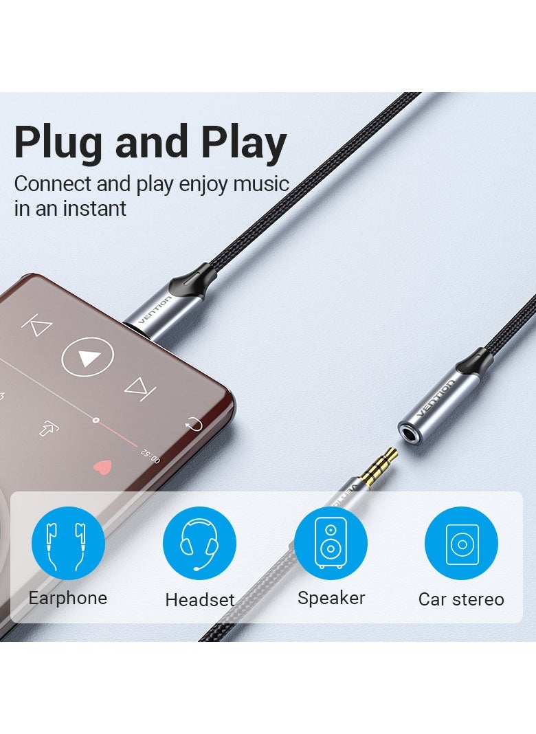 VENTION - Vention USB-C Male to 3.5MM Earphone Jack With DAC Adapter 1M Gray Aluminum Alloy Type - Image 1