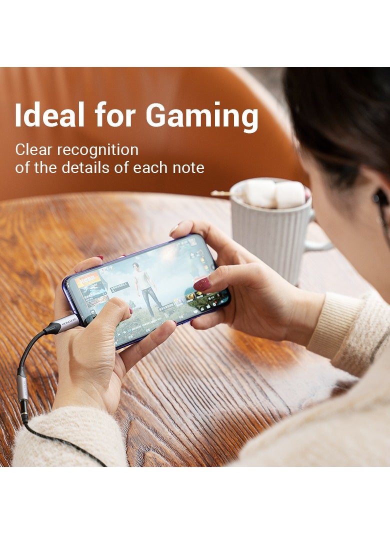 VENTION - Vention USB-C Male to 3.5MM Earphone Jack With DAC Adapter 1M Gray Aluminum Alloy Type - Image 1