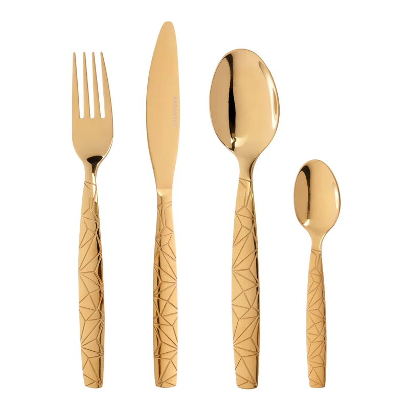 Simply Kitchen Set Of 24 Cutlery Steel 18/0 Pvd Matrix Gold
