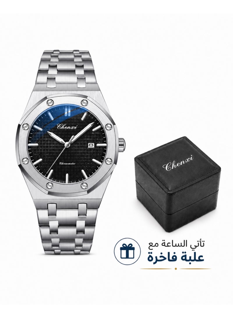 Chenxi Men’s Quartz Wrist Watch with Luxury Modern Design, Water Resistant, Scratch-Resistant Glass, Full Stainless Steel with Elegant Box - Image 1