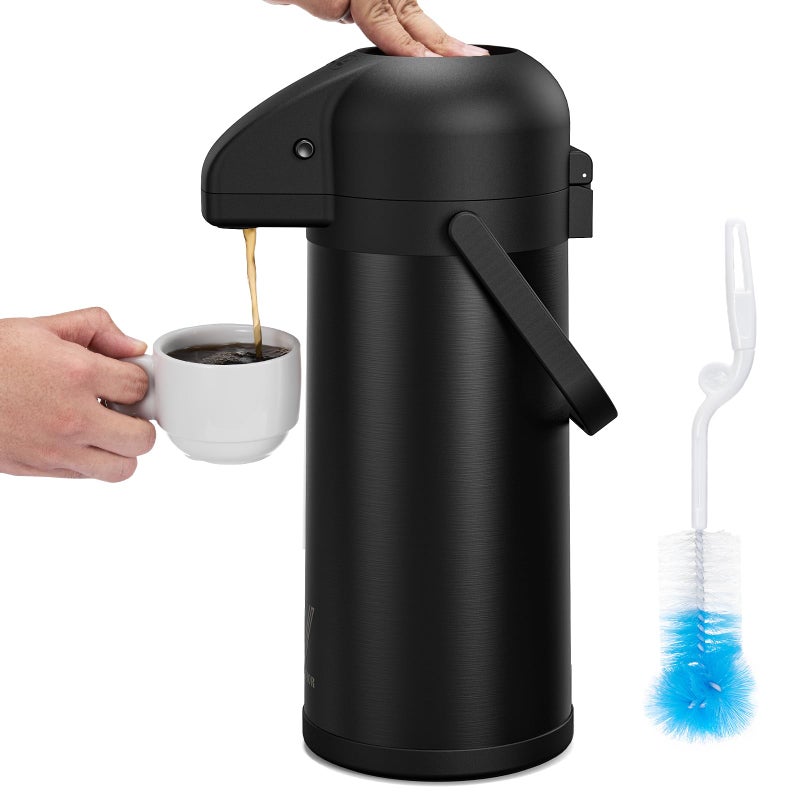 Vondior Airpot Coffee Carafe for Keeping Hot - 102 OZ/ 3.0L Coffee Dispenser with Pump - Insulated Stainless Steel thermal carafe for Hot Drinks Water Tea Chocolate - Hot Beverage Dispenser for Parties - Image 1