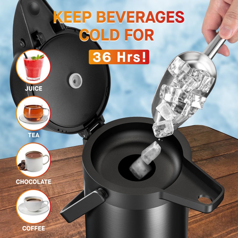 Vondior Airpot Coffee Carafe for Keeping Hot - 102 OZ/ 3.0L Coffee Dispenser with Pump - Insulated Stainless Steel thermal carafe for Hot Drinks Water Tea Chocolate - Hot Beverage Dispenser for Parties - Image 4