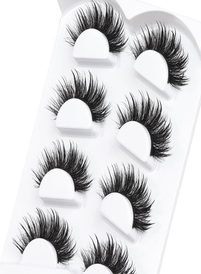 Losha 20-22mm Mink Lashes Fluffy Long Volume False Eyelashes 3D Dramatic Wispy Wet Look Manga Lashes Pack 4 Pairs Spiky Lashes (Bushy) - Image 5