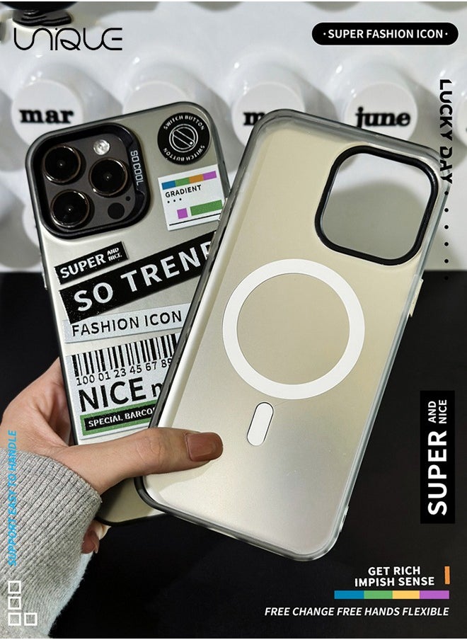 Unique - Compatible with iPhone 15 Pro Max Cases, Compatible with MagSafe Cases,Tuya Phone Case，Scrub Laser Phone Case，TPU Drop Protection - Black - Image 1