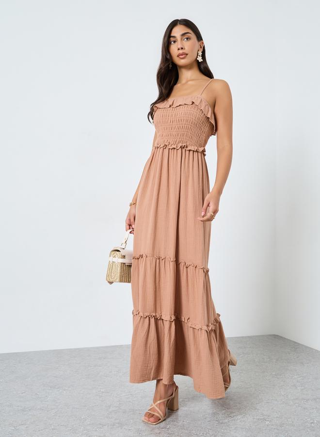 Take Two Beige Maxi Dress with Ruffle Detail - Image 3