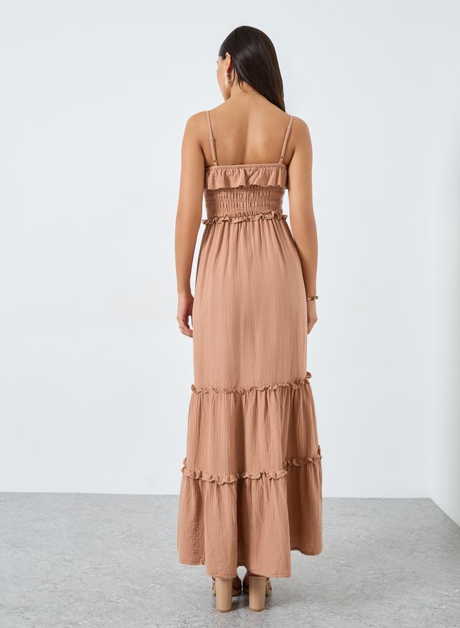 Take Two Beige Maxi Dress with Ruffle Detail - Image 5