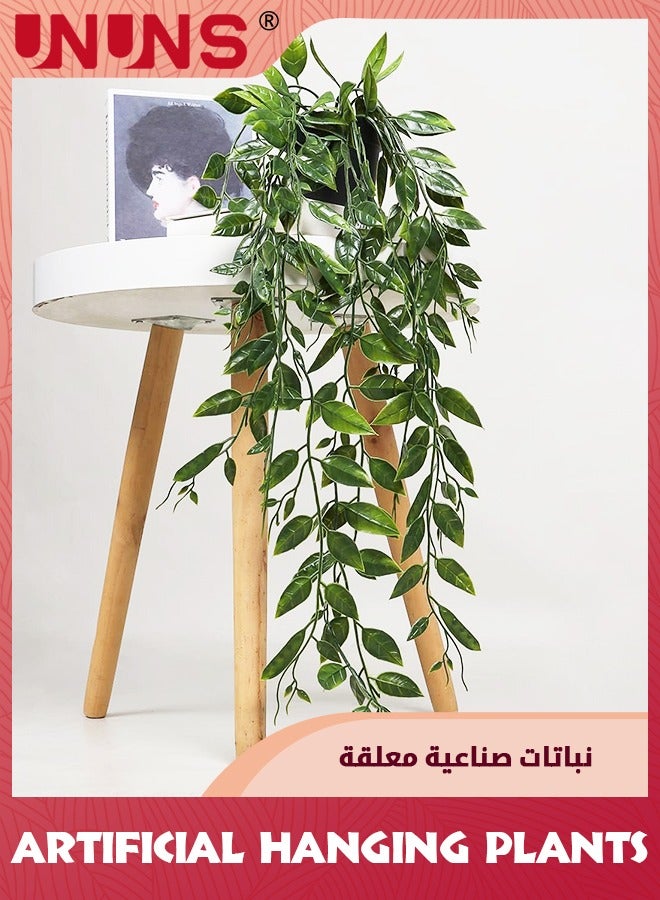 UNUNS Artificial Hanging Plants,3 Pack Fake Hanging Plants With Pots,Fake Potted Greenery Plants Faux Eucalyptus Vine,Mandala Vine In Pot For Home Room Indoor Outdoor Wall Garden Shelf Decor - Image 5